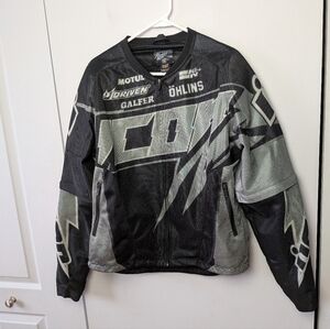 ICON Riding Jacket Men Size Small Black And Gray Elbow And Shoulder Pads